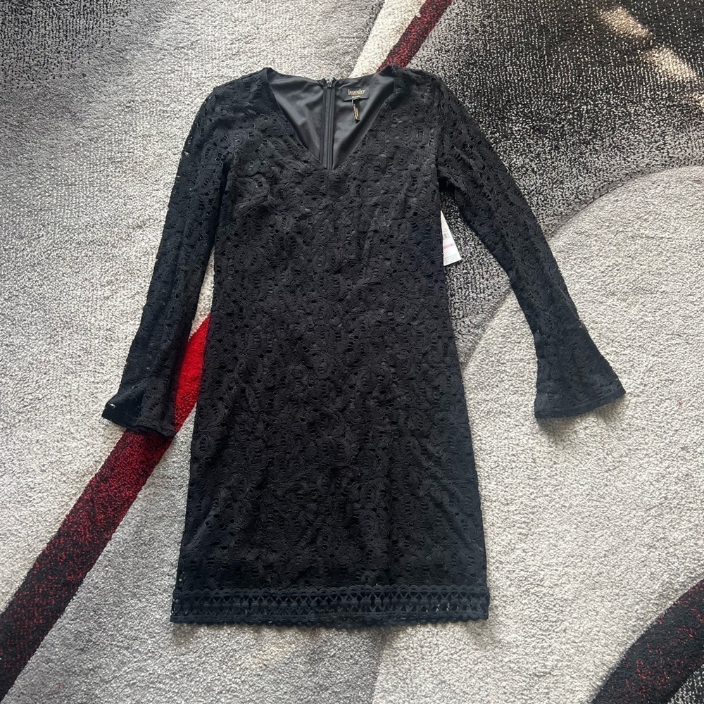Laundry By Shelli Segal Black Lace Long Sleeve Dress